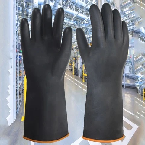 Găng tay cao su màu đèn dày chống  axit - Bảo Hộ Lao Động Garan - Công Ty TNHH GARAN